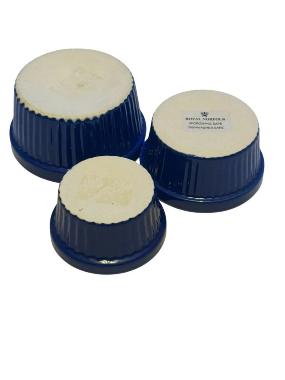 Set Of 3 Royal Norfolk Navy Blue Ceramic Ramekins